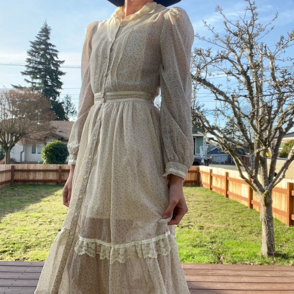 Gunne Sax Prairie Long Sleeve Midi Dress - Picture 5 of 16